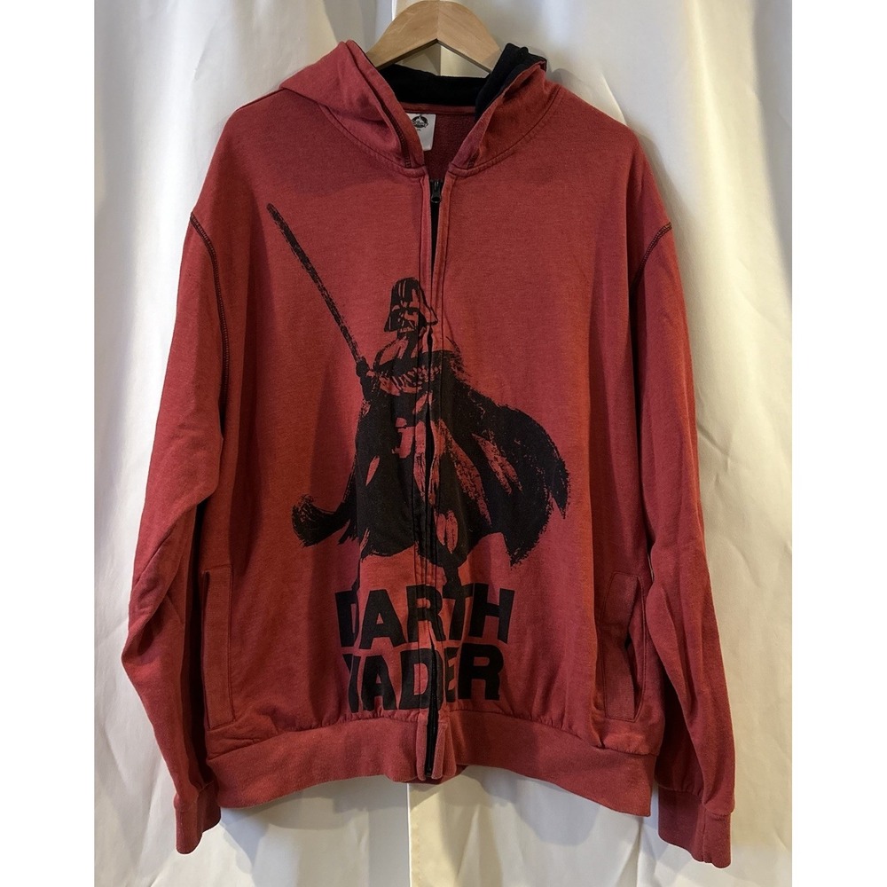 Disney Sweater Adult 2X Red Black Hoodie Star‎ Wars Darth Vader Graphic Zip